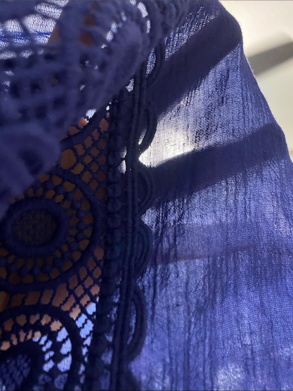La Blanca Blue Crochet cotton Tunic Coverup tunic top shirt size XS - Picture 8 of 11